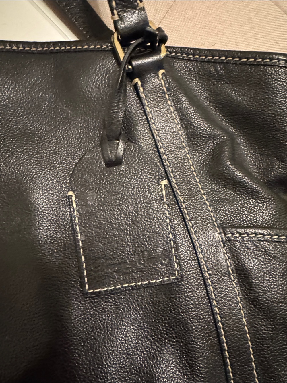 Dooney & Bourke Black Leather Shoulder Tote - Picture 4 of 5